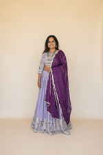 Load image into Gallery viewer, Jharokha Designer Silk Lehenga Skirt Set - Lavender
