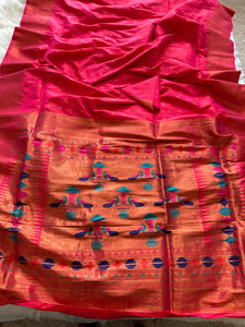 Designer Paithani Saree - Coral (Aboli)