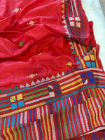 Load image into Gallery viewer, Kantha Silk Saree - Red
