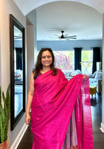 Load image into Gallery viewer, Metallic Tissue Mulmul Saree - Hot Pink

