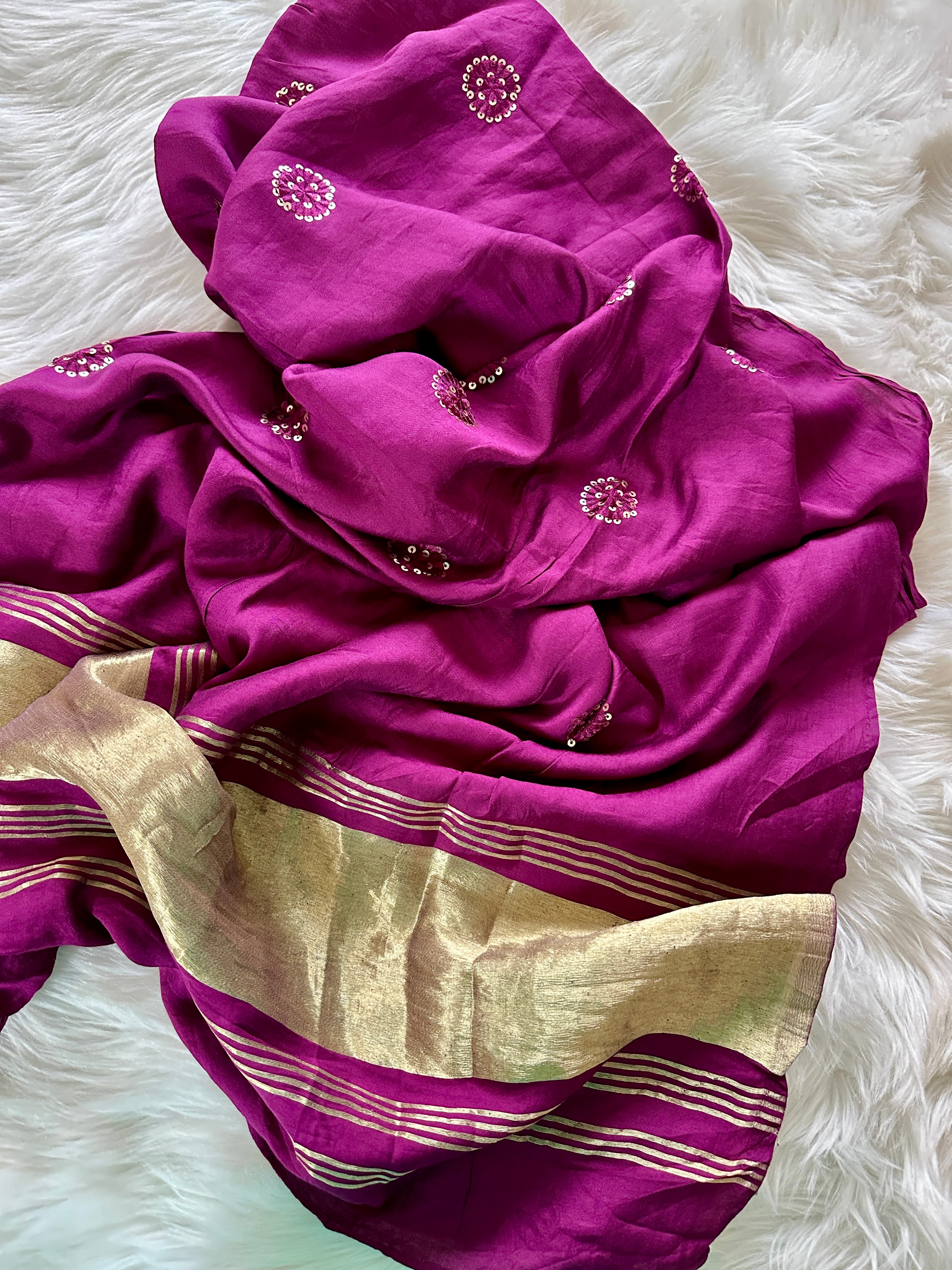 Modal Silk Dupatta - Burgundy