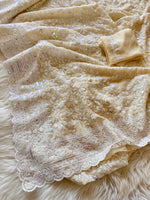 Load image into Gallery viewer, Georgette Chikanwork Saree - Ivory- Sitara Edition
