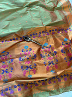 Load image into Gallery viewer, Designer Paithani Saree - Sage Green Dual Tone
