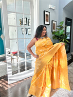Load image into Gallery viewer, Banarasi Silk Saree - Marigold Yellow

