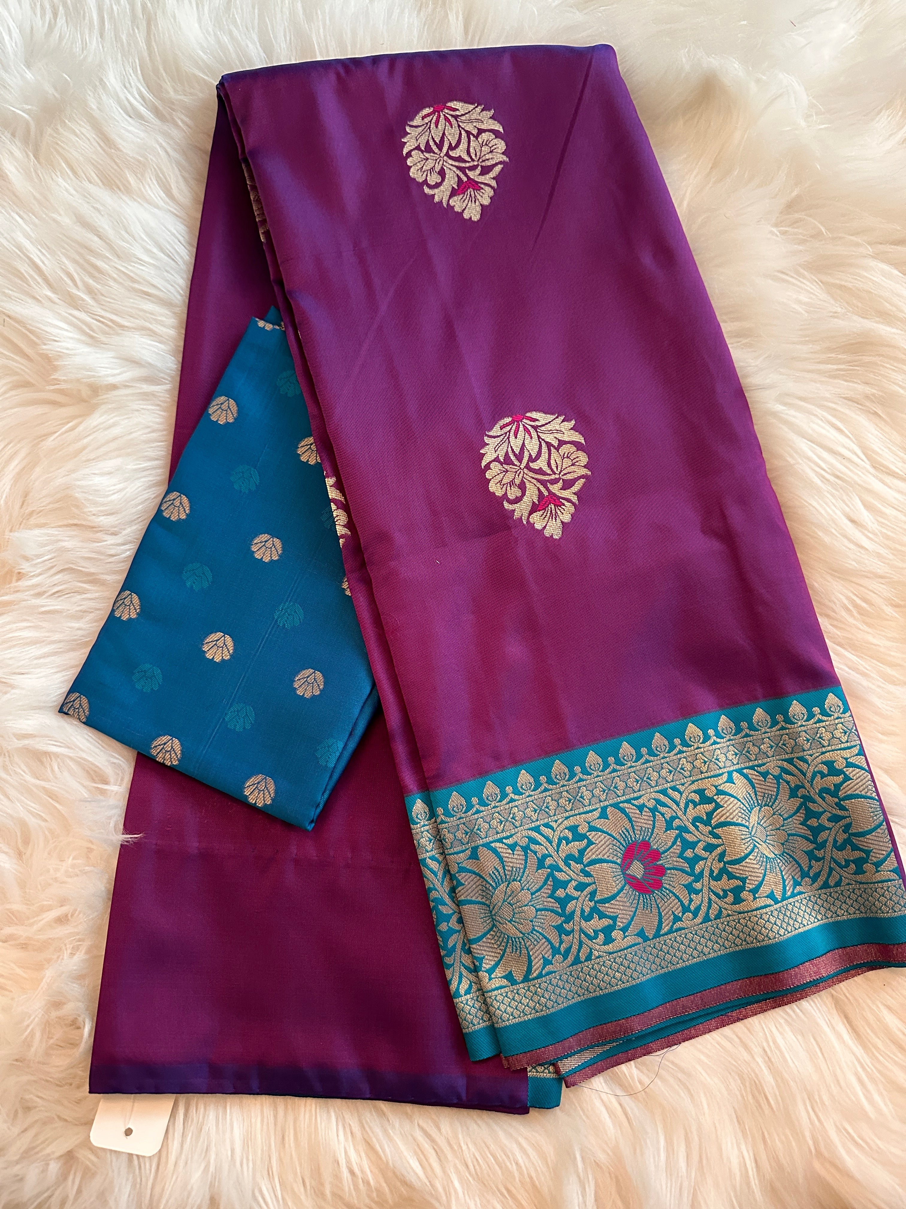 Banarasi Semi Silk Saree - Purple