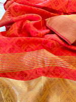 Load image into Gallery viewer, Dola Silk Self Woven Saree - Orange Dual Tone

