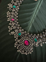 Load image into Gallery viewer, Short Saaz Necklace Antique Silver 3
