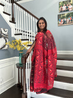 Load image into Gallery viewer, Jamdani Woven Saree - Maroon Red
