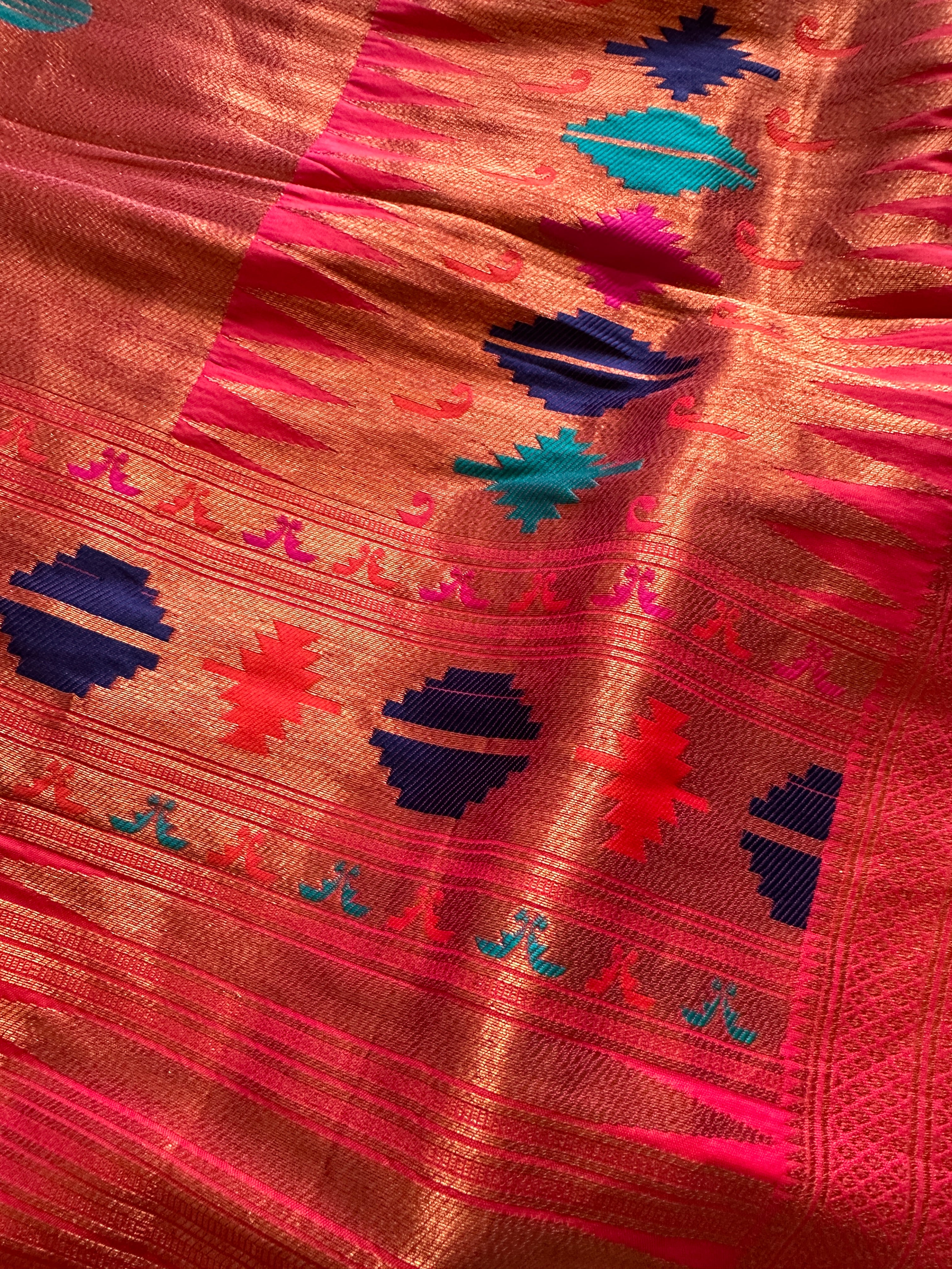 Designer Paithani Saree - Coral (Aboli)