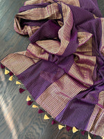 Load image into Gallery viewer, Bengal Cotton Tissue Striped Saree
