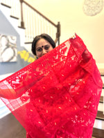Load image into Gallery viewer, Jamdani Woven Saree - Red
