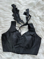Load image into Gallery viewer, Silk Croptop Tassle Blouse - Black
