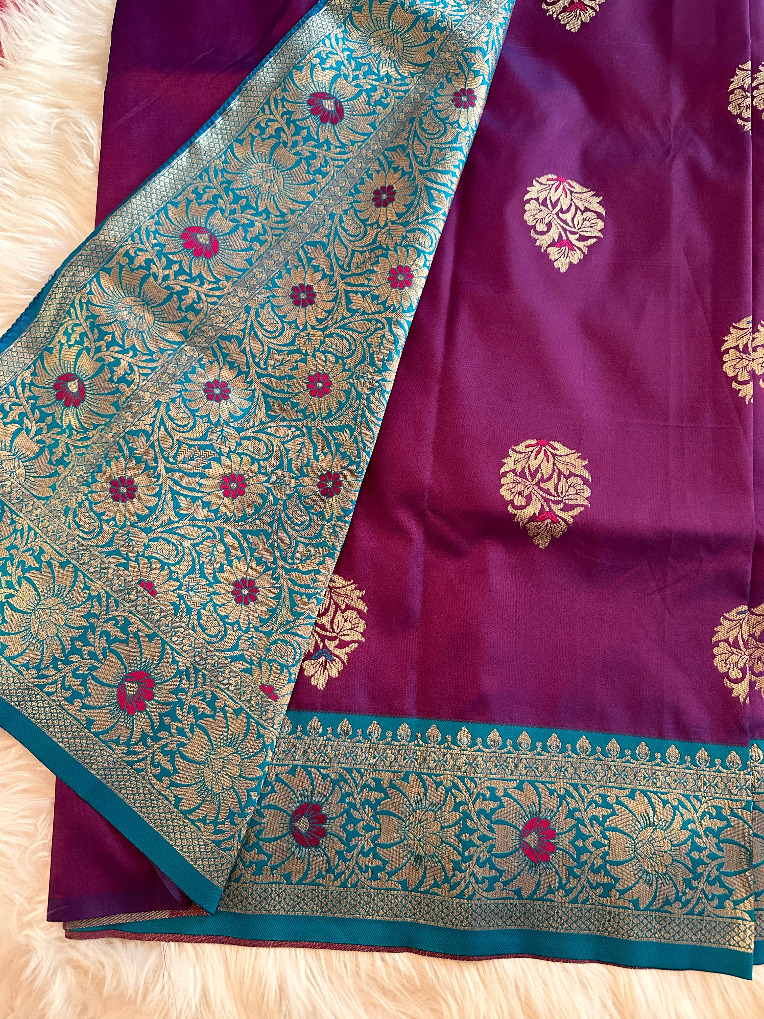 Banarasi Semi Silk Saree - Purple