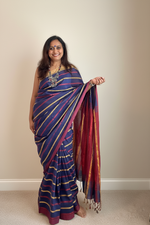 Load image into Gallery viewer, Bengal Handloom Cotton Saree - Navy
