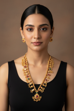 Load image into Gallery viewer, Saaz Necklace Antique Gold 3
