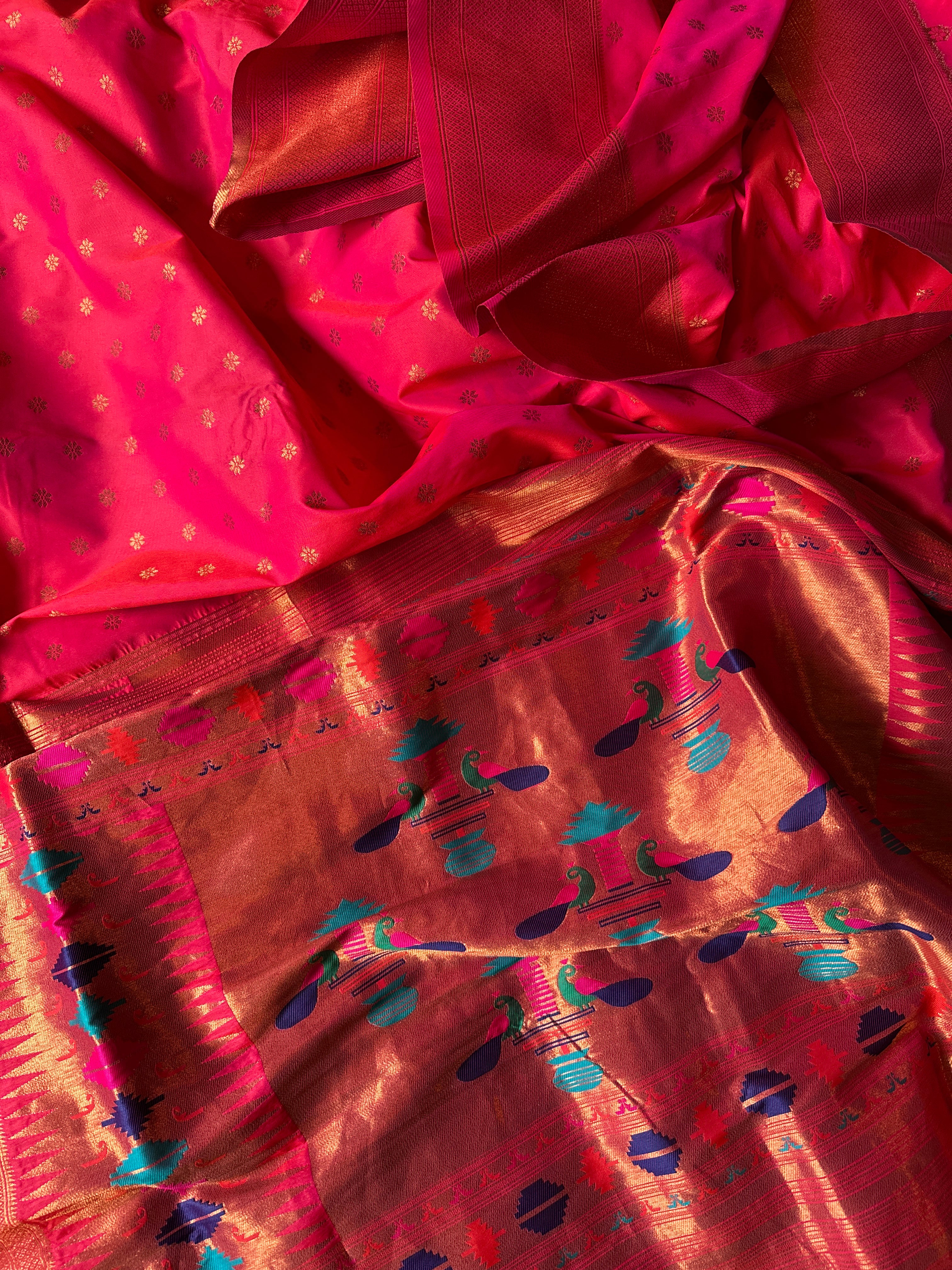 Designer Paithani Saree - Coral (Aboli)