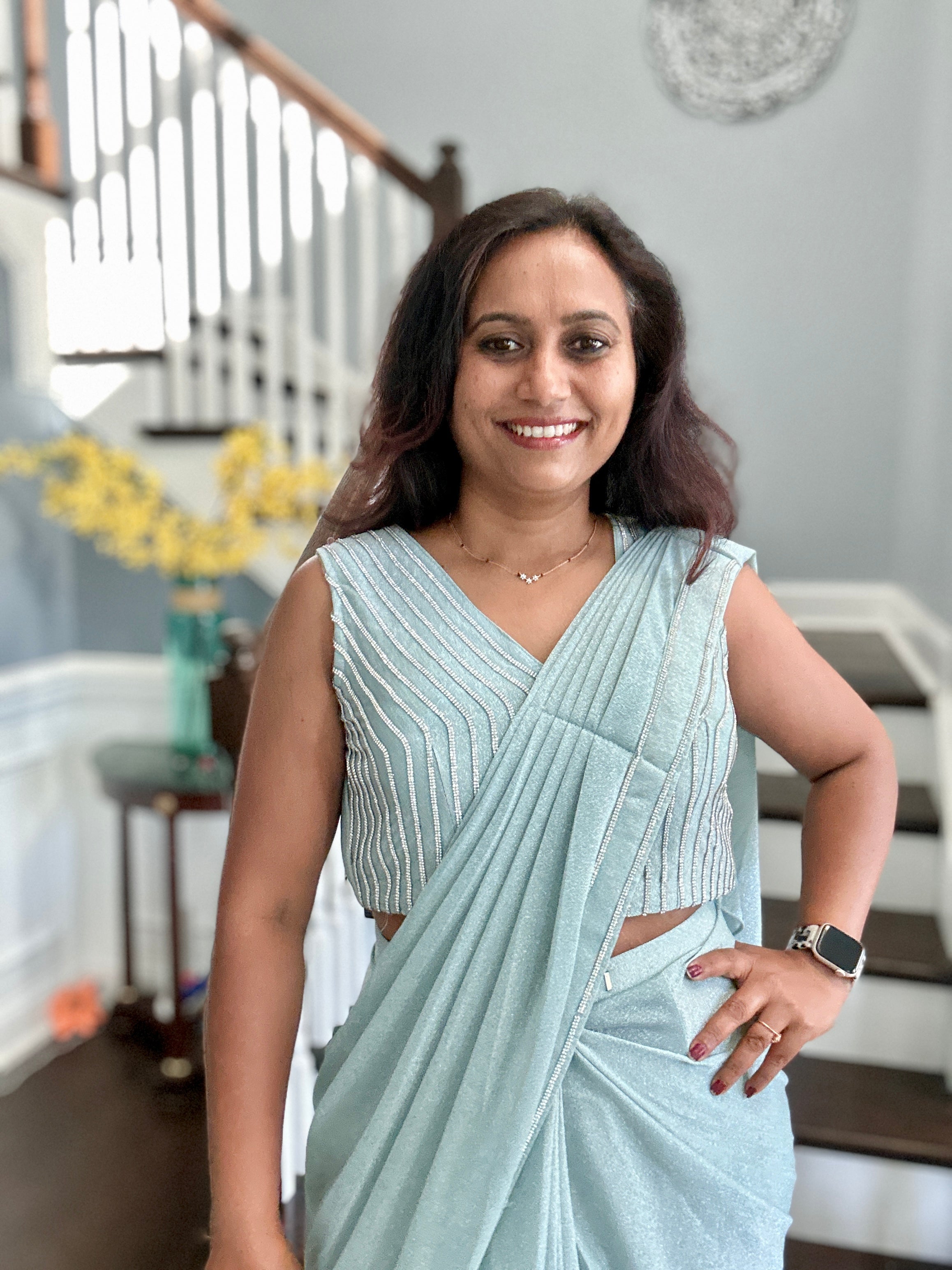 Pre Stitch Designer Cocktail Saree - A