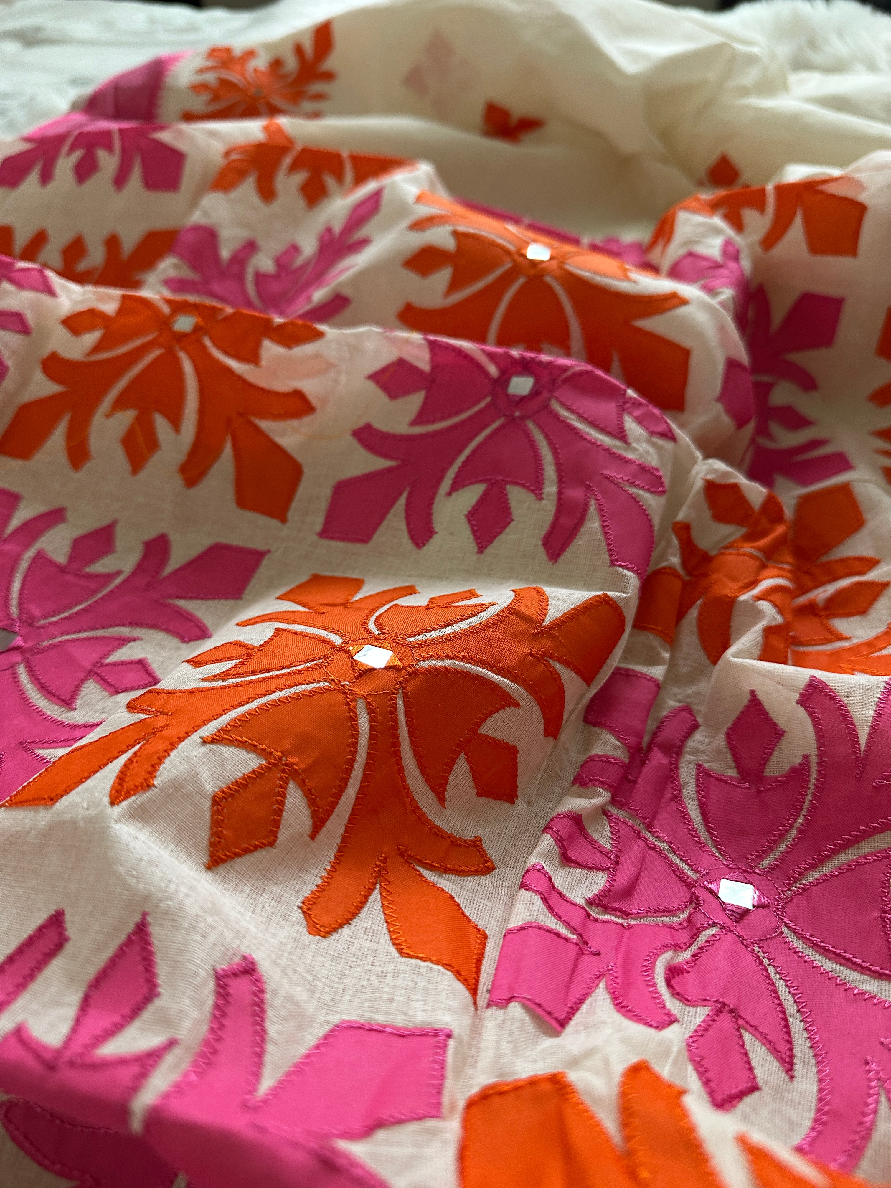 Calcutta Cotton Appliqué Work Saree