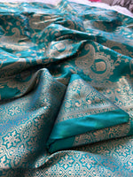 Load image into Gallery viewer, Banarasi Silk Saree - Teal
