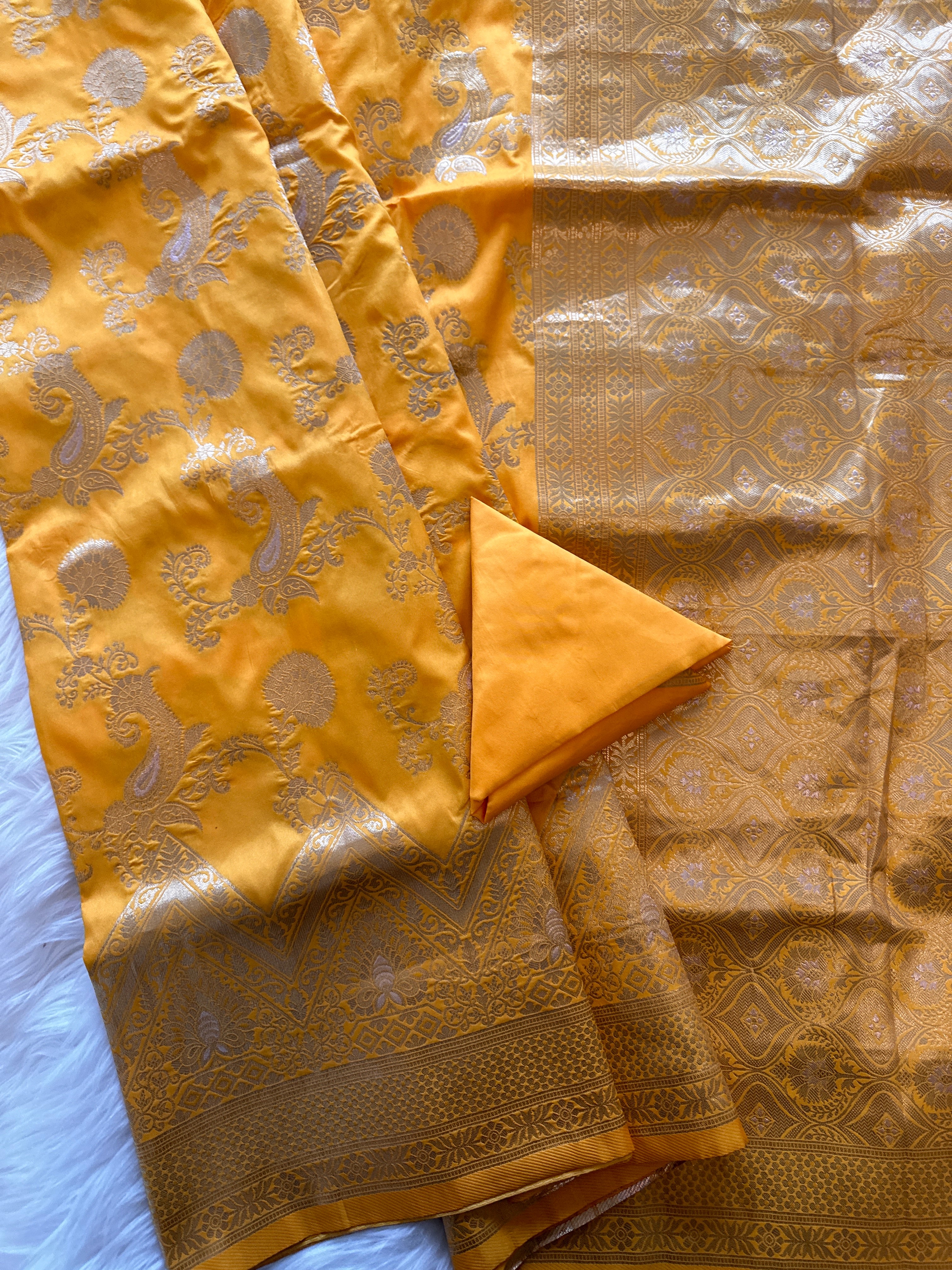 Banarasi Silk Saree - Marigold Yellow
