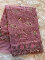 Load image into Gallery viewer, Georgette Sequin Saree - Mauve - Sitara Edition
