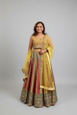 Load image into Gallery viewer, Diva Mirror Silk Lehenga Skirt Set 4
