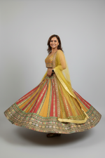 Load image into Gallery viewer, Diva Mirror Silk Lehenga Skirt Set 4
