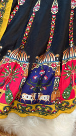 Load image into Gallery viewer, Digital Print Mirrorwork Satin Silk Lehenga Skirt Set 8

