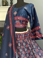 Load image into Gallery viewer, Digital Print Mirrorwork Satin Silk Skirt Set 2
