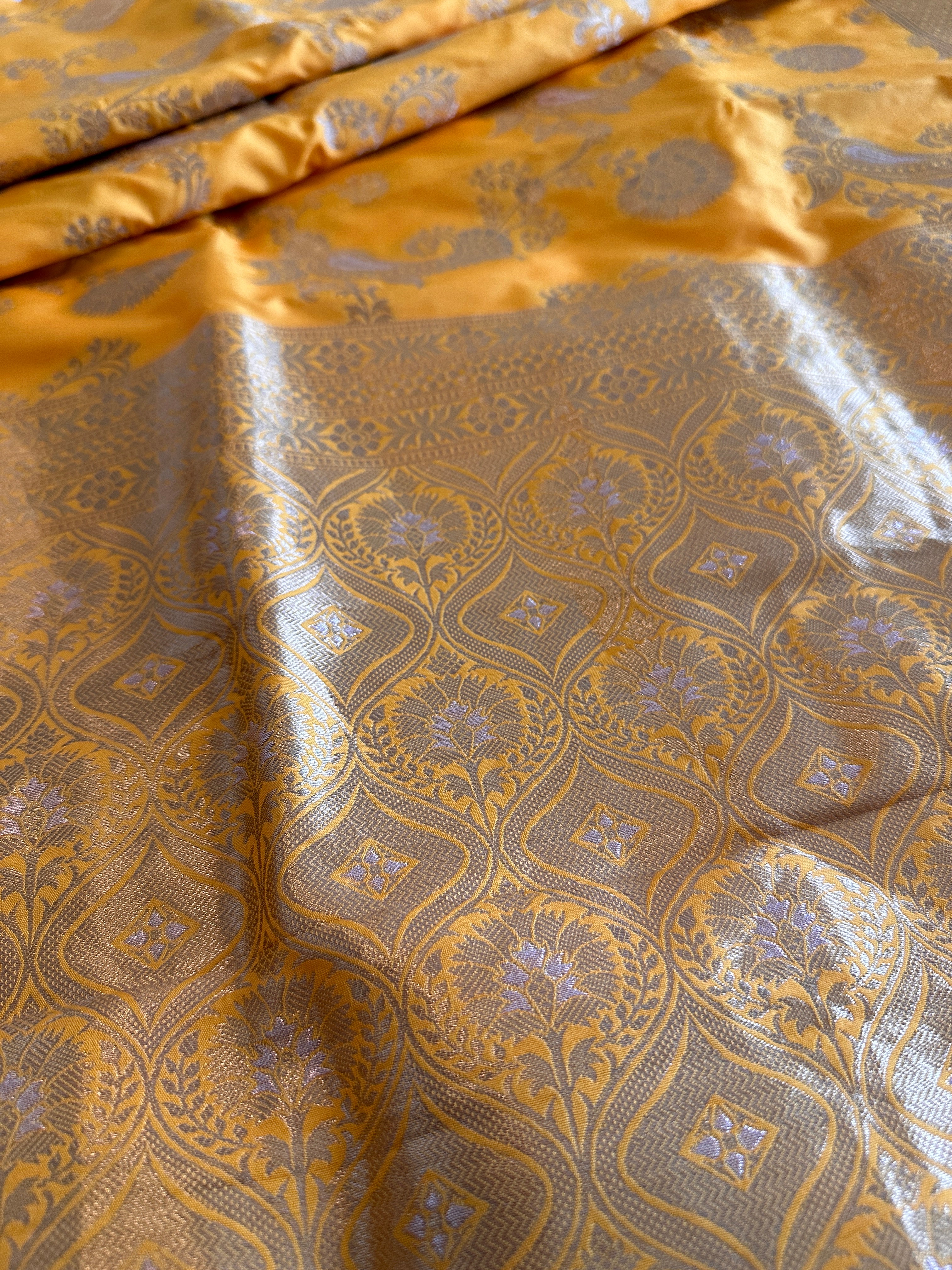 Banarasi Silk Saree - Marigold Yellow