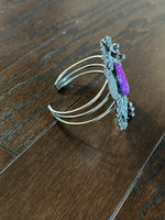 Load image into Gallery viewer, Antique Silver Stone Cuff - Purple
