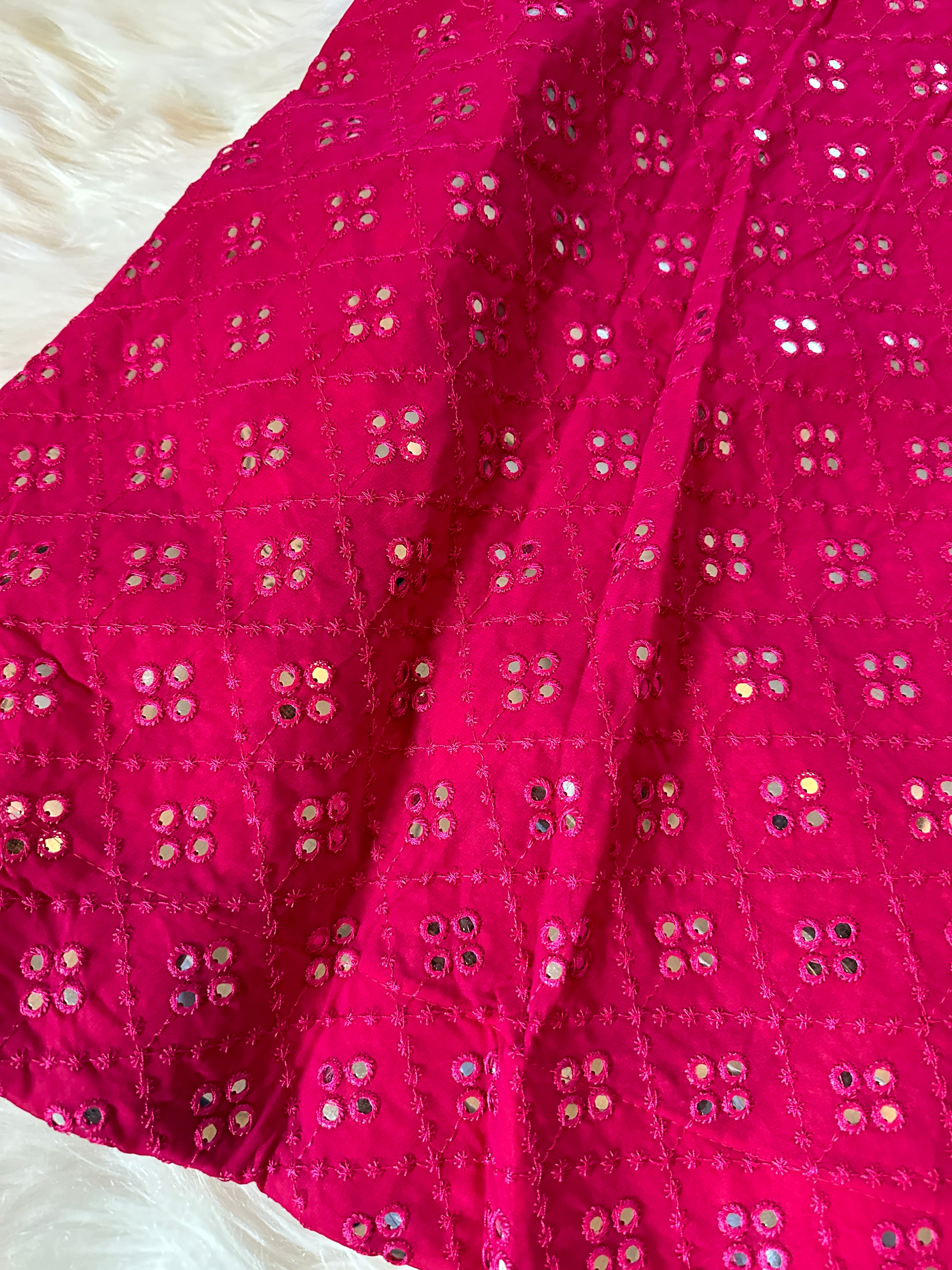 Designer Mirrorwork Skirt - Hot Pink