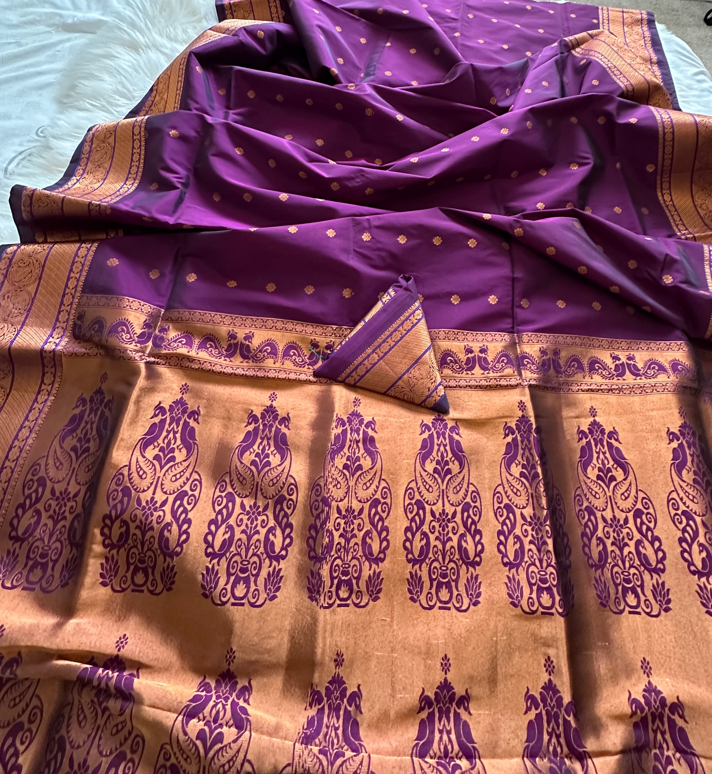 South Silk Saree - Deep Eggplant