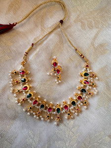 Tanmani Necklace Set - Ruby/Green