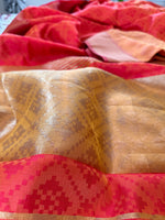 Load image into Gallery viewer, Dola Silk Self Woven Saree - Orange Dual Tone
