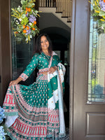 Load image into Gallery viewer, Digital Print Mirrorwork Satin Silk Skirt Set 4
