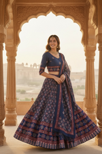 Load image into Gallery viewer, Digital Print Mirrorwork Satin Silk Skirt Set 2
