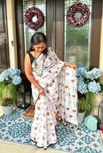 Load image into Gallery viewer, Bengal Handloom Mul Cotton Chai Saree
