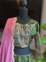 Load image into Gallery viewer, Jharokha Designer Silk Skirt Set
