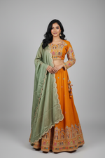 Load image into Gallery viewer, Jharokha Designer Silk Skirt  - Mustard
