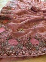 Load image into Gallery viewer, Georgette Sequin Saree - Mauve - Sitara Edition
