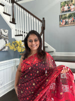 Load image into Gallery viewer, Jamdani Woven Saree - Maroon Red
