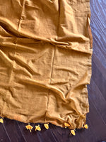 Load image into Gallery viewer, Cotton Handloom Plain Saree - Mustard
