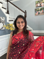 Load image into Gallery viewer, Jamdani Woven Saree - Maroon Red
