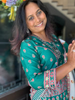 Load image into Gallery viewer, Digital Print Mirrorwork Satin Silk Skirt Set 4
