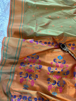 Load image into Gallery viewer, Designer Paithani Saree - Sage Green Dual Tone

