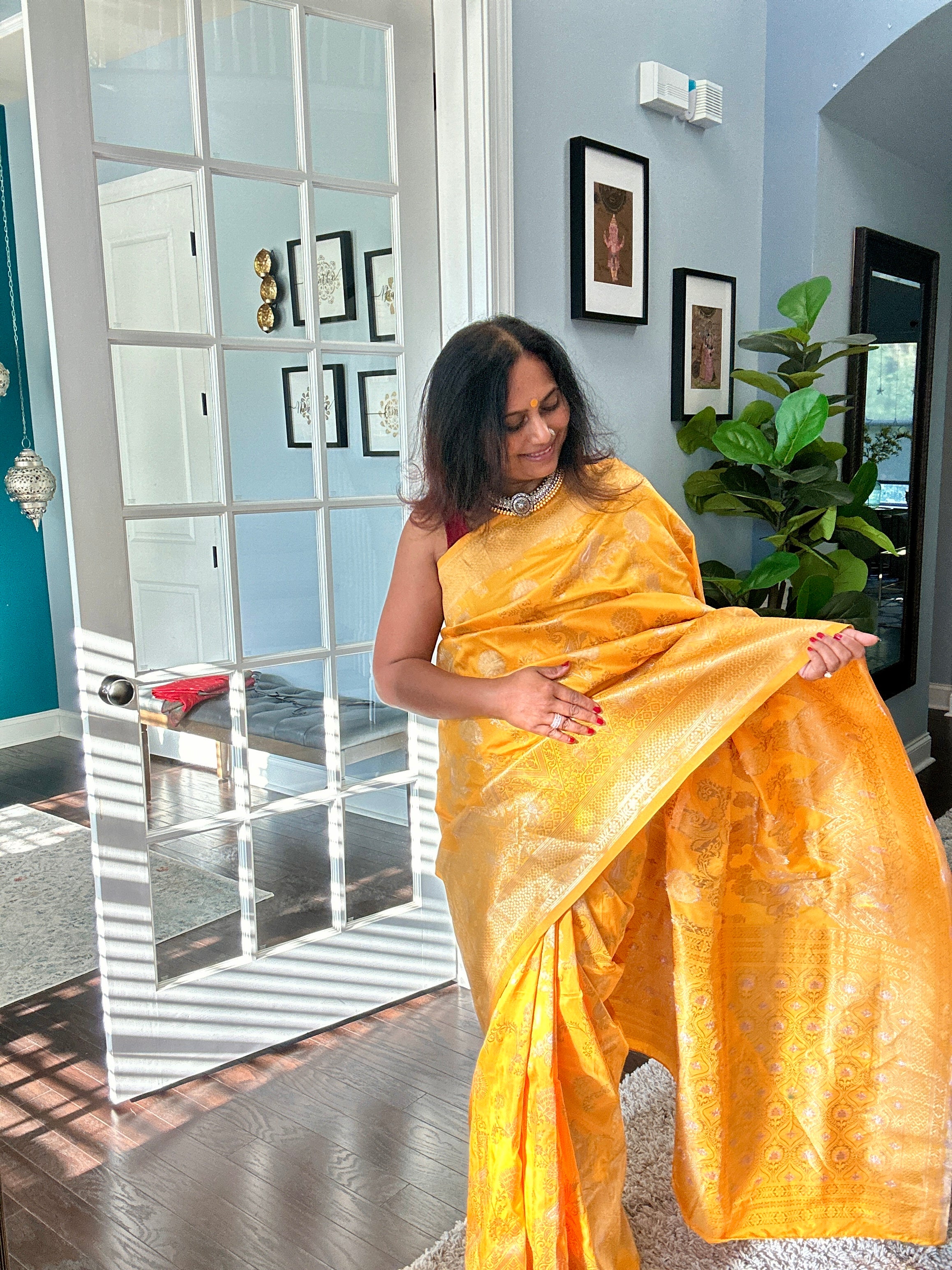 Banarasi Silk Saree - Marigold Yellow