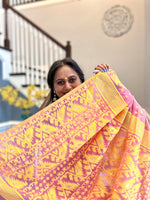 Load image into Gallery viewer, Jamdani Woven Saree - Blush-Yellow
