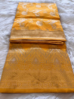 Load image into Gallery viewer, Banarasi Silk Saree - Marigold Yellow
