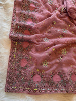 Load image into Gallery viewer, Georgette Sequin Saree - Mauve - Sitara Edition
